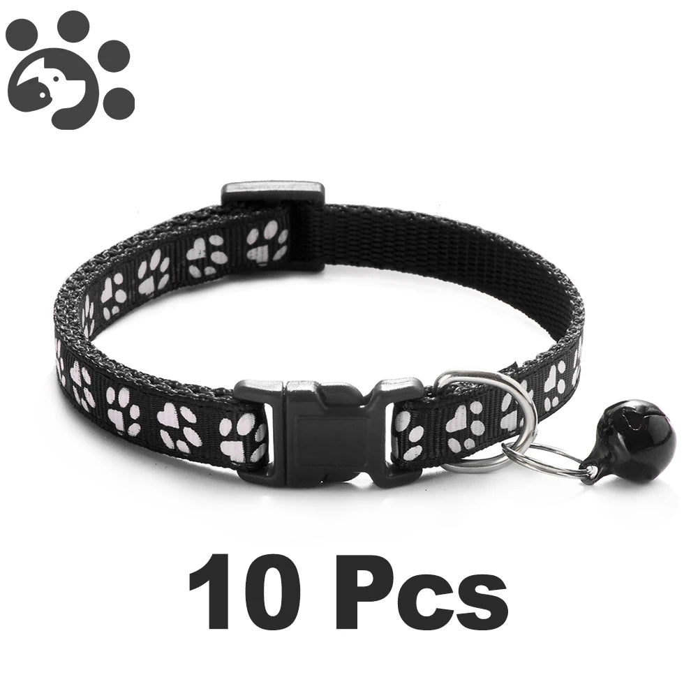 10Pcs Wholesale With Bell Collars Delicate Safety Casual Nylon Dog Collar Neck Strap Fashion Adjustable Bell Pet Cat Dog Collar