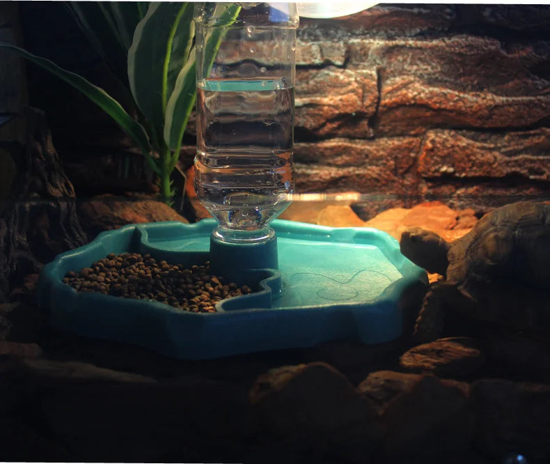 Comedero automático para reptiles y mascotas 2 en 1, plato de alimentación de agua y alimentos, dispensador para lagartijas y tortugas, suministros de alimentación para reptiles y anfibios