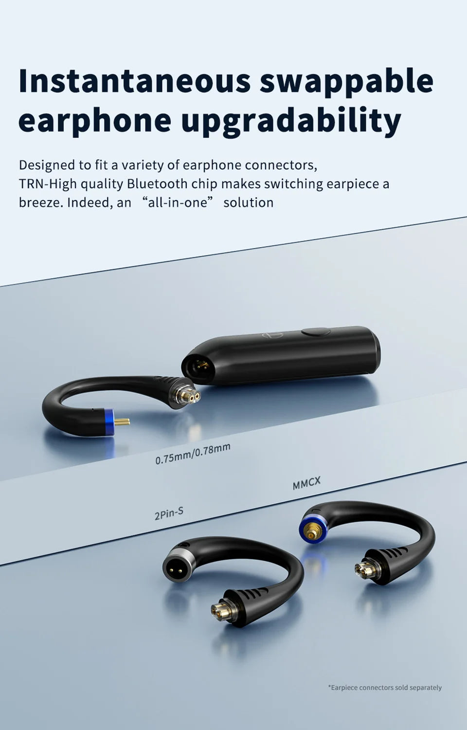 TRN BT20PRO Wireless Bluetooth 5.3 HIFI Earphones Module Upgrade Cable Replaceable For air pods Conch 0.75 0.78 mmcx 2pinsqdc