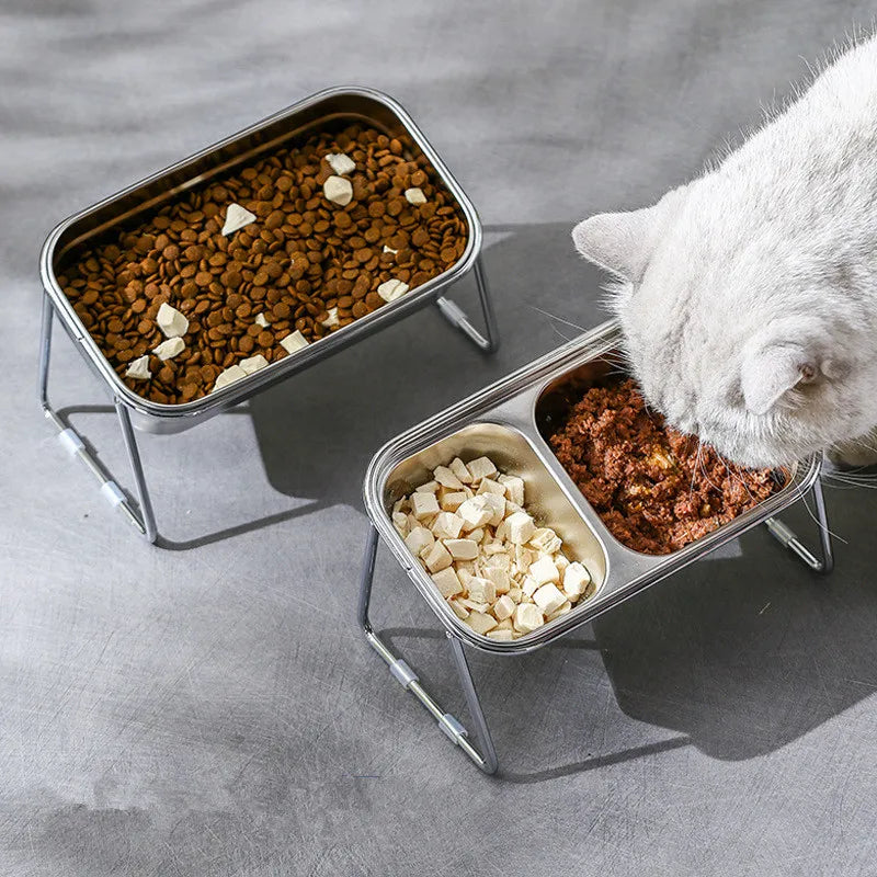 Elevated Cat Bowl Double Feeder Pet Accessories Pet Cat Plate Dog Food Bowl  Home Feeding Trough For Small Medium Pet Bowl