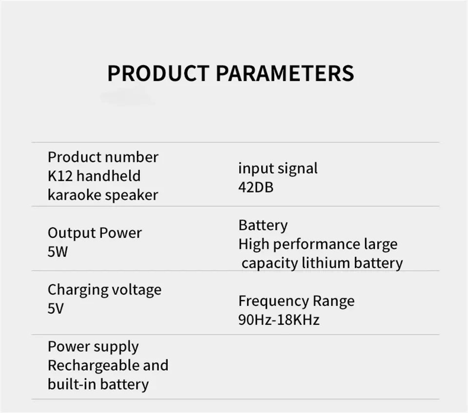 Máquina de karaoke portátil Bluetooth K12 con sistema de altavoces PA 5.3, 1 o 2 micrófonos inalámbricos, regalo para niños, para cantar en casa o en familia