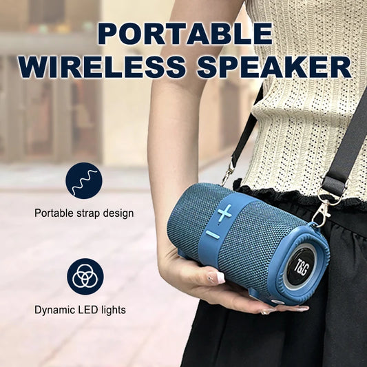 Altavoz Bluetooth portátil con luz LED TG667 Crossbody, de tamaño pequeño y aspecto alto para exteriores, compatible con USB/AUX/TF/FM