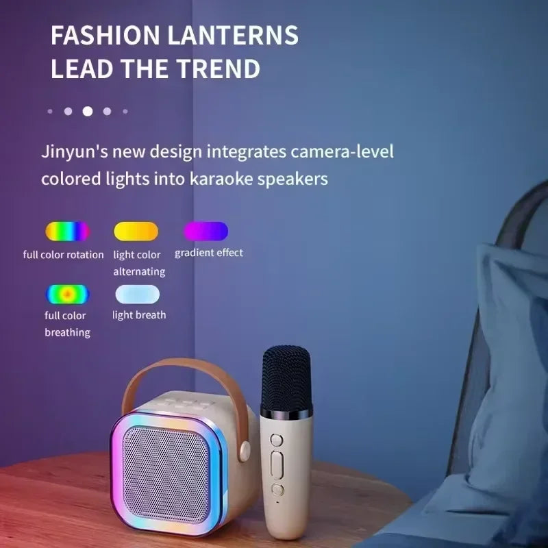 Máquina de karaoke portátil Bluetooth K12 con sistema de altavoces PA 5.3, 1 o 2 micrófonos inalámbricos, regalo para niños, para cantar en casa o en familia