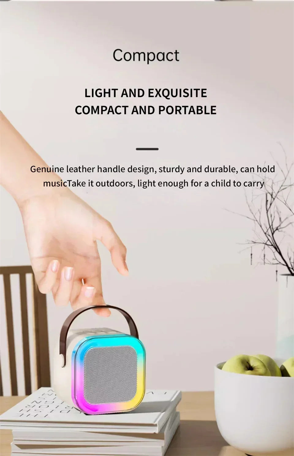 Máquina de karaoke portátil Bluetooth K12 con sistema de altavoces PA 5.3, 1 o 2 micrófonos inalámbricos, regalo para niños, para cantar en casa o en familia