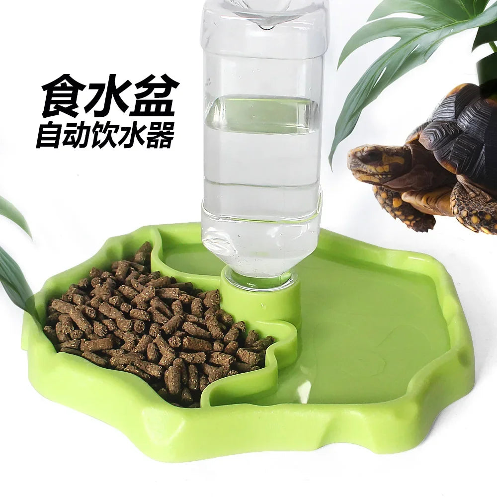 Comedero automático para reptiles y mascotas 2 en 1, plato de alimentación de agua y alimentos, dispensador para lagartijas y tortugas, suministros de alimentación para reptiles y anfibios