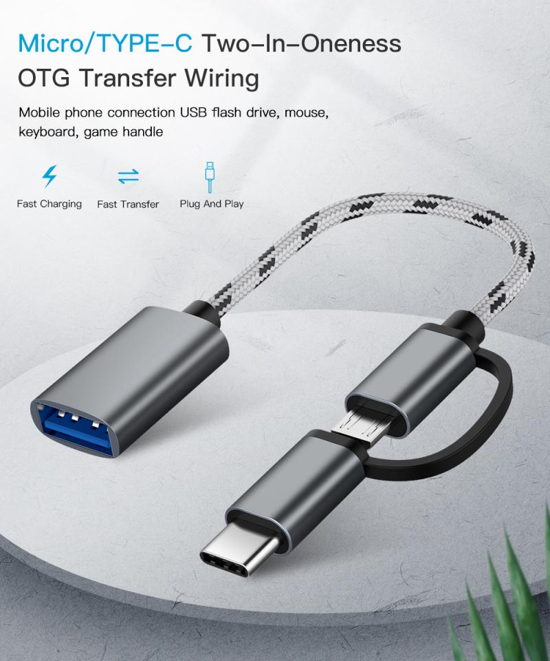 2 In 1 USB 3.0 OTG Adapter Cable Type-C Micro USB To USB 3.0 Interface Charging Cable Line for Cellphone Converter for Cellphone