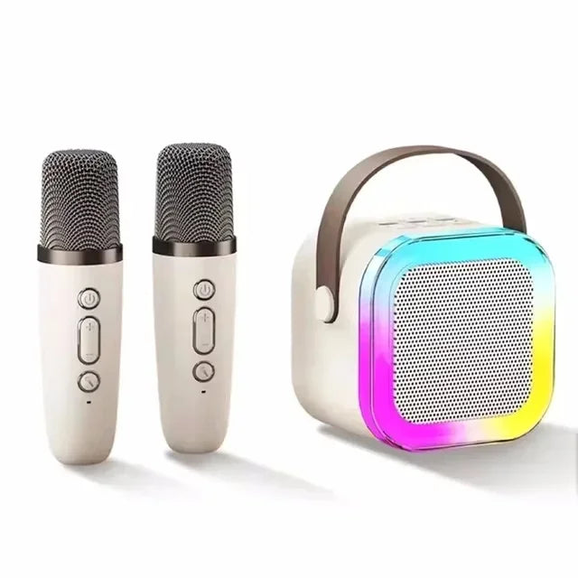 Máquina de karaoke portátil Bluetooth K12 con sistema de altavoces PA 5.3, 1 o 2 micrófonos inalámbricos, regalo para niños, para cantar en casa o en familia