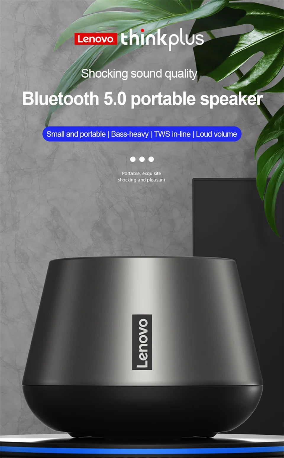 Altavoz portátil inalámbrico Bluetooth Lenovo K3pro, estéreo, envolvente, metálico, para exteriores, resistente al agua, altavoz original