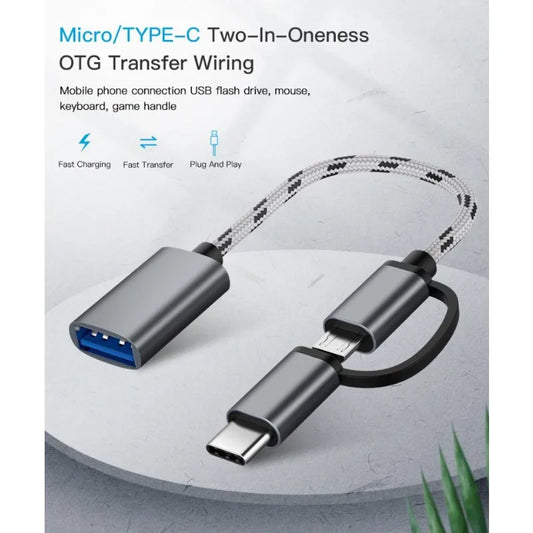 Cable adaptador USB 3.0 OTG 2 en 1, cable de carga con interfaz tipo C Micro USB a USB 3.0 para teléfono móvil, convertidor para teléfono móvil