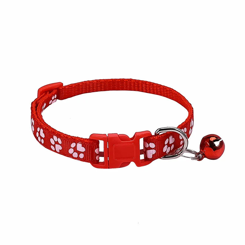 Collar para mascotas con cascabel, diseño de huella de dibujos animados, accesorios coloridos para perros, cachorros y gatos, collar ajustable con cascabel de seguridad para mascotas