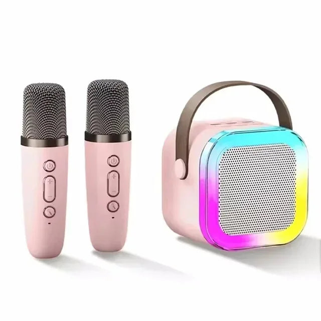 Máquina de karaoke portátil Bluetooth K12 con sistema de altavoces PA 5.3, 1 o 2 micrófonos inalámbricos, regalo para niños, para cantar en casa o en familia