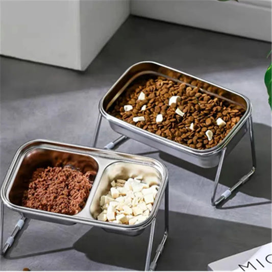 Elevated Cat Bowl Double Feeder Pet Accessories Pet Cat Plate Dog Food Bowl  Home Feeding Trough For Small Medium Pet Bowl