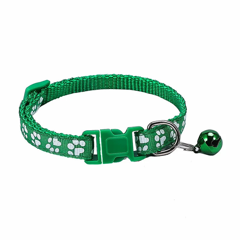 Collar para mascotas con cascabel, diseño de huella de dibujos animados, accesorios coloridos para perros, cachorros y gatos, collar ajustable con cascabel de seguridad para mascotas