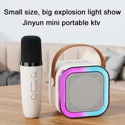 K12 Portable Bluetooth Karaoke Machine with 5.3 PA Speaker System 1-2 Wireless Microphones Home Family Singing Children's Gift