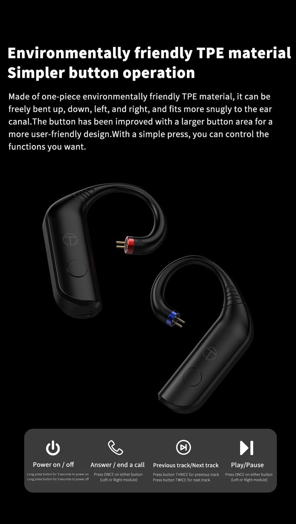 TRN BT20PRO Wireless Bluetooth 5.3 HIFI Earphones Module Upgrade Cable Replaceable For air pods Conch 0.75 0.78 mmcx 2pinsqdc