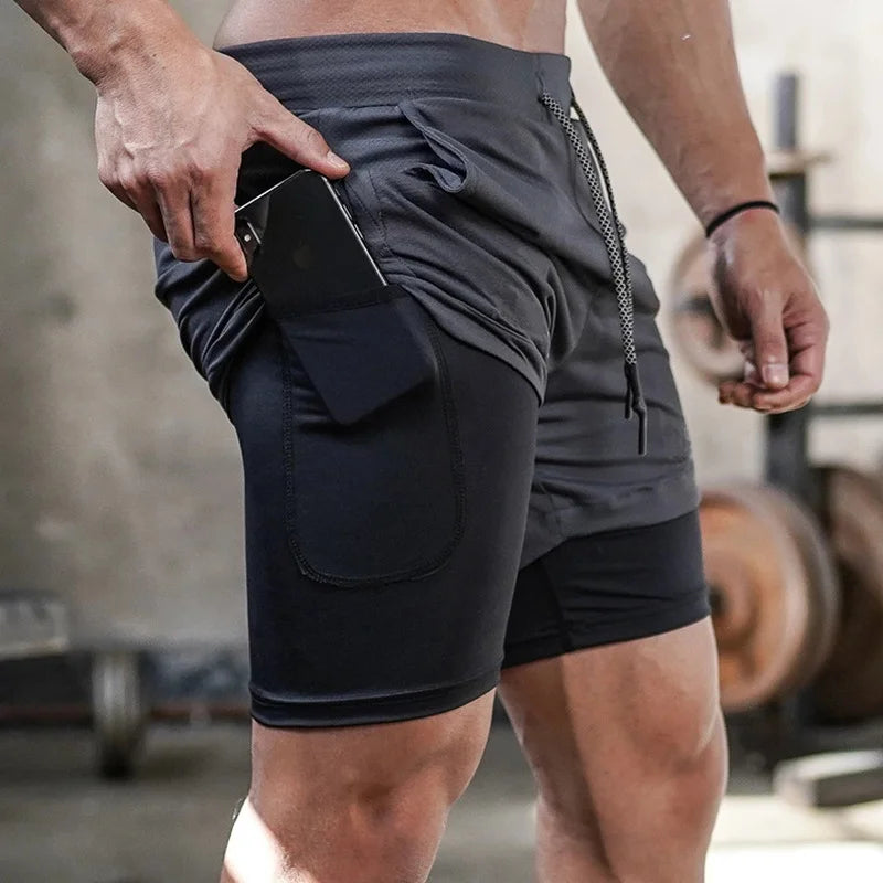 Pantalones cortos de camuflaje para correr, pantalones cortos deportivos para hombre, 2 en 1, de secado rápido, para entrenamiento, gimnasio, fitness, jogging, pantalones cortos de verano para hombre