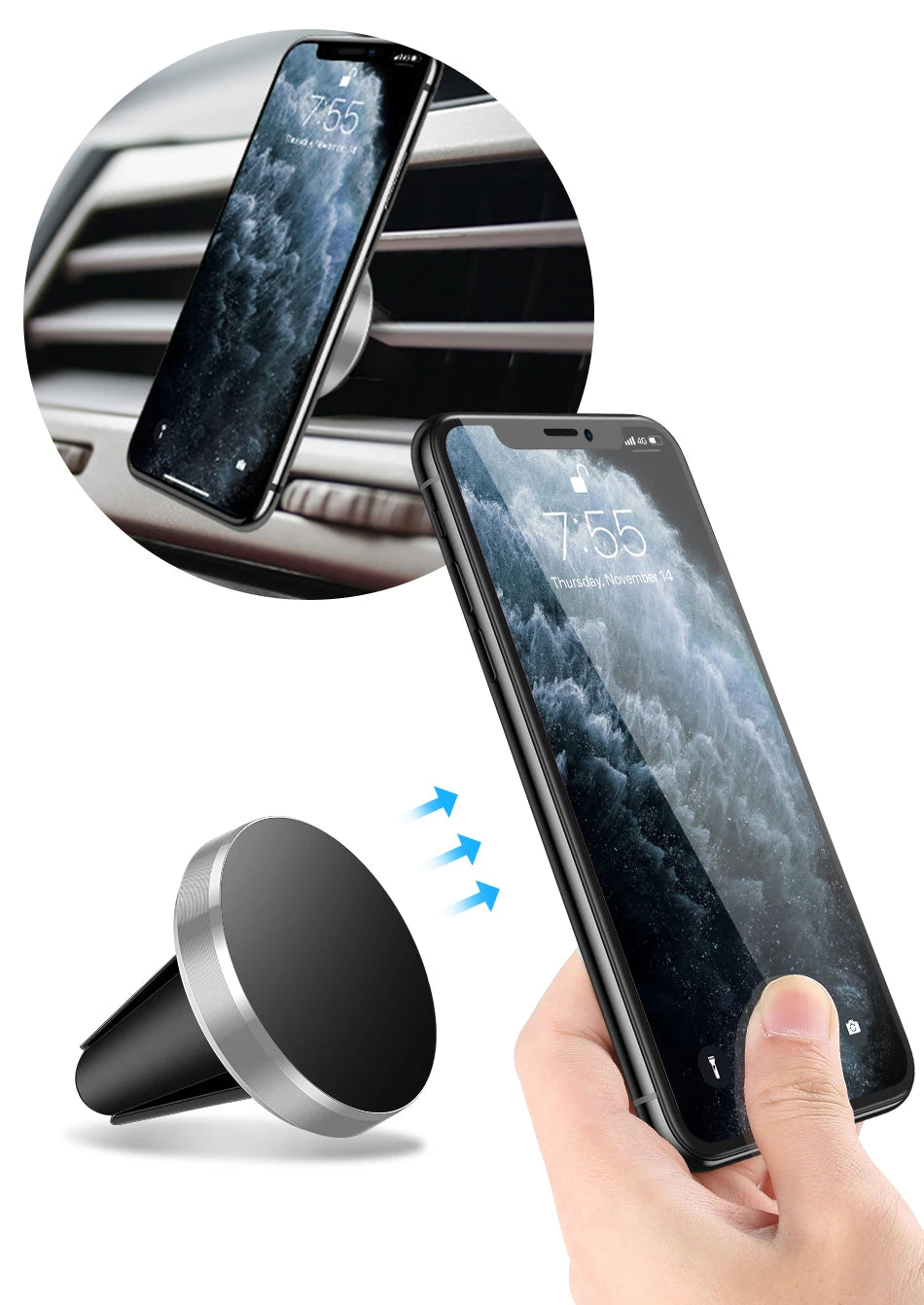 Soporte magnético para teléfono en el coche, soporte magnético para teléfono móvil, soporte magnético para coche para iPhone 15, 14, 13, 12, Huawei y Xiaomi