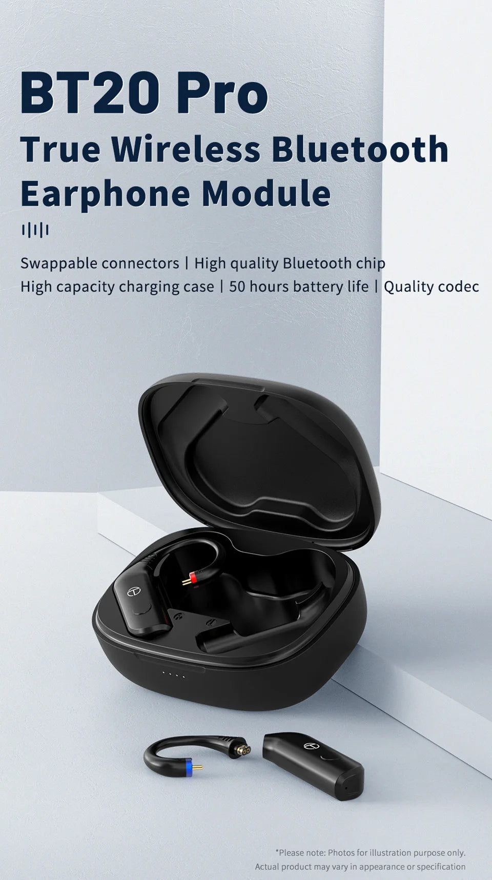 TRN BT20PRO Wireless Bluetooth 5.3 HIFI Earphones Module Upgrade Cable Replaceable For air pods Conch 0.75 0.78 mmcx 2pinsqdc