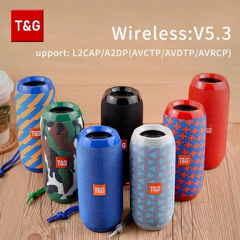 TG117 Portable Bluetooth Speaker TWS Wireless Dual Bass Outdoor Column Boombox FM AUX TF Card Music Player For Camping Riding