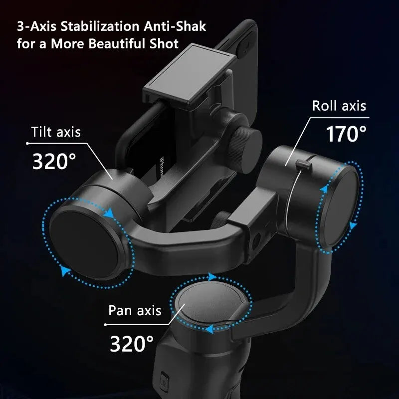 Soporte para teléfono con cardán de 3 ejes de mano QAML F8, estabilizador de grabación de video antivibración para teléfonos celulares Xiaomi iPhone y teléfonos inteligentes