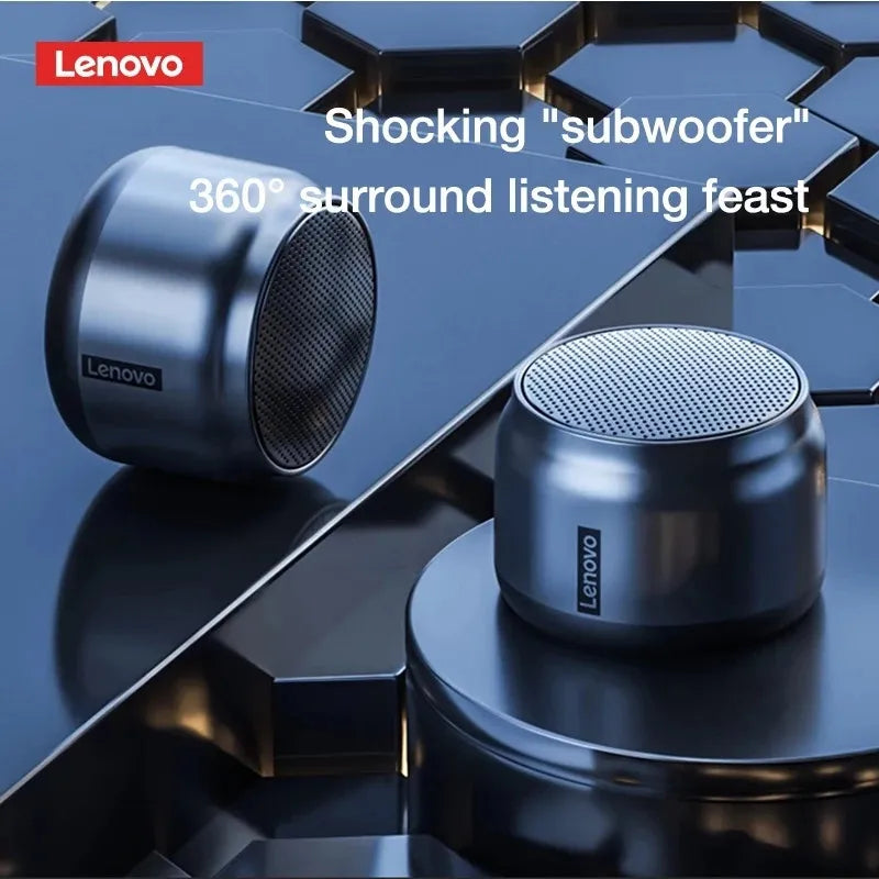 El altavoz Bluetooth inalámbrico Lenovo K30 con graves emula la textura metálica del interior del automóvil y es portátil y resistente al agua para exteriores