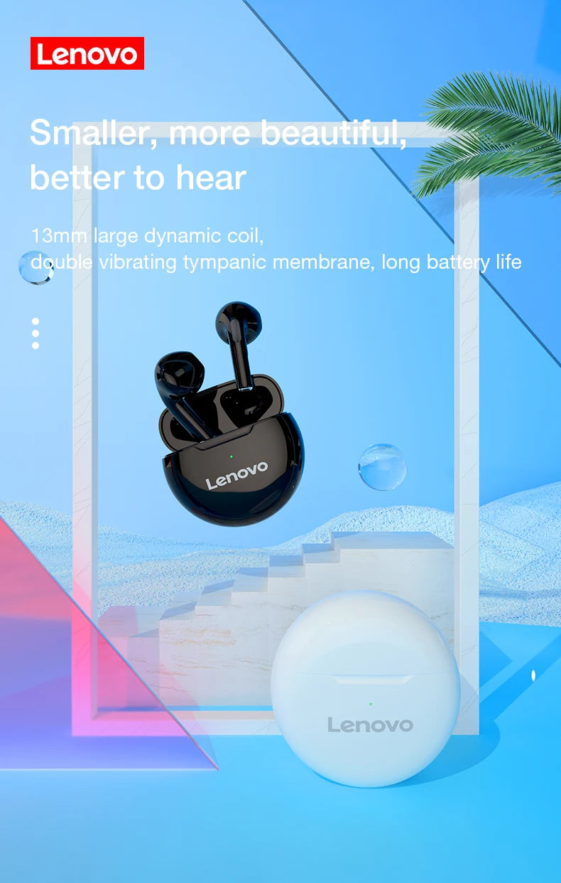 Lenovo LivePods HT38 TWS Auriculares Bluetooth Mini Auriculares inalámbricos con micrófono para iPhone Xiaomi Auriculares deportivos estéreo 9D a prueba de agua